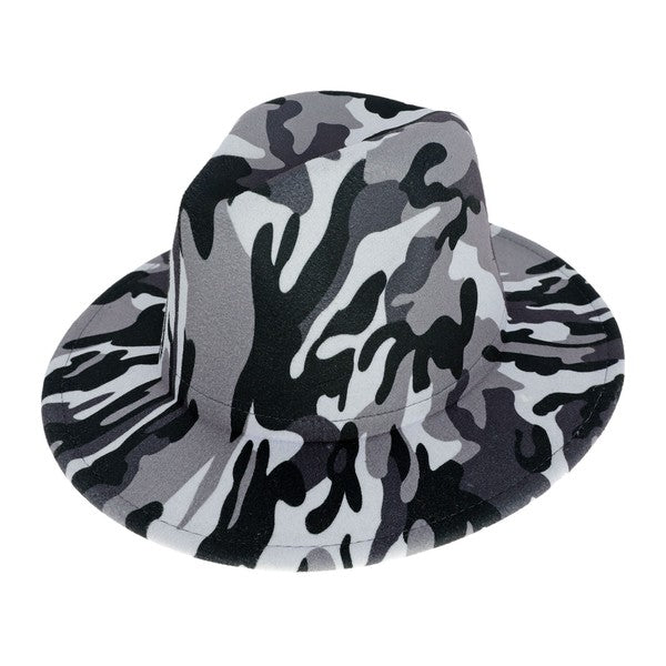 Camouflage Fedora Hat Black Grey