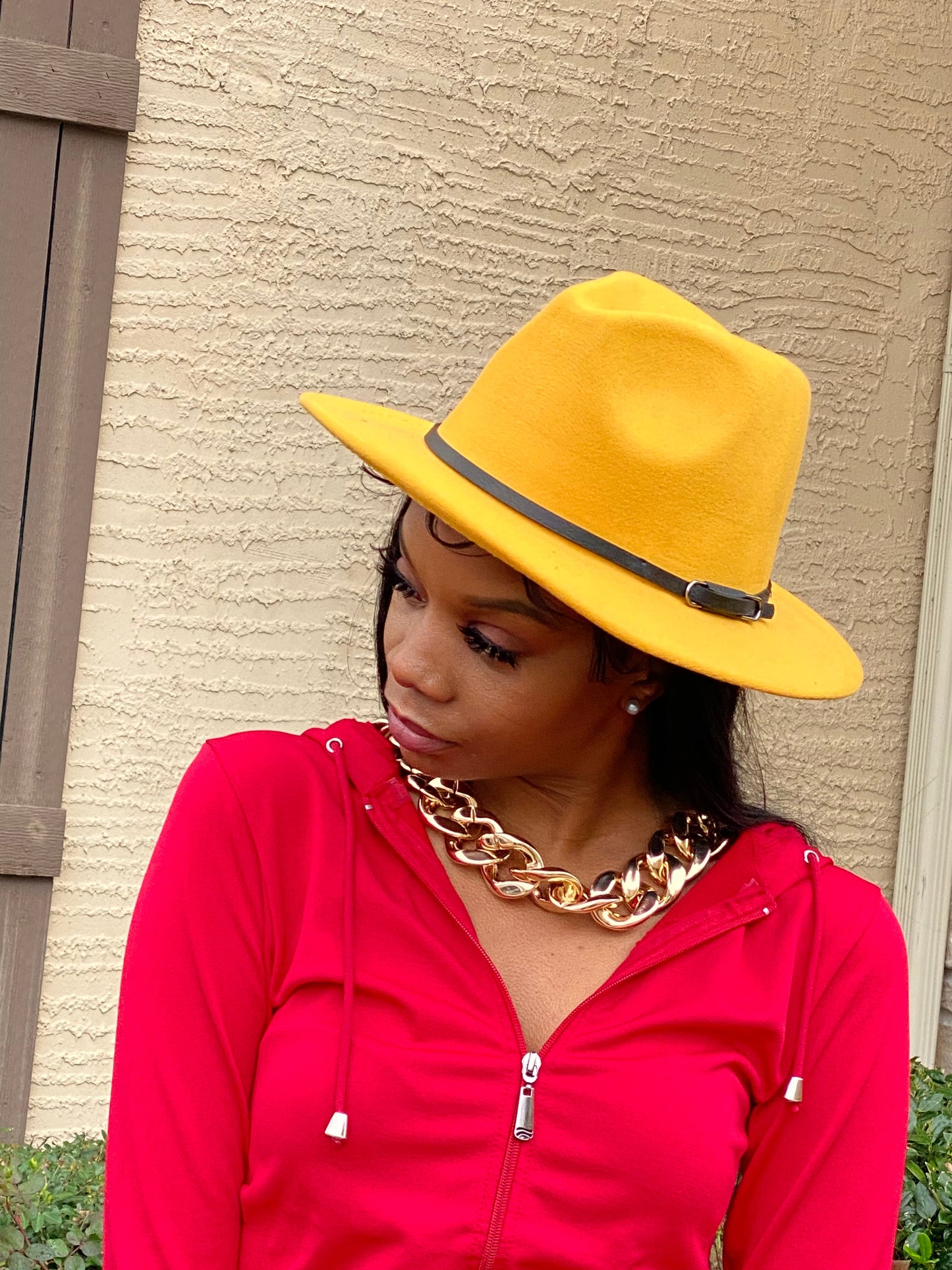 Mustard With Red Fedora