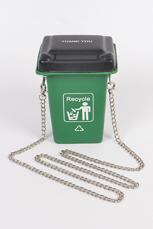 RECYCLE TRASH CAN CLUTCH Green