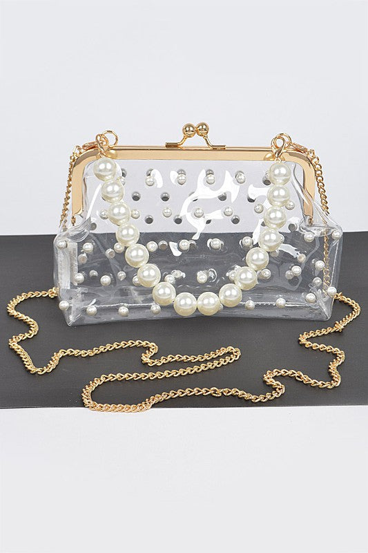 Clear Pearly Clutch Purse