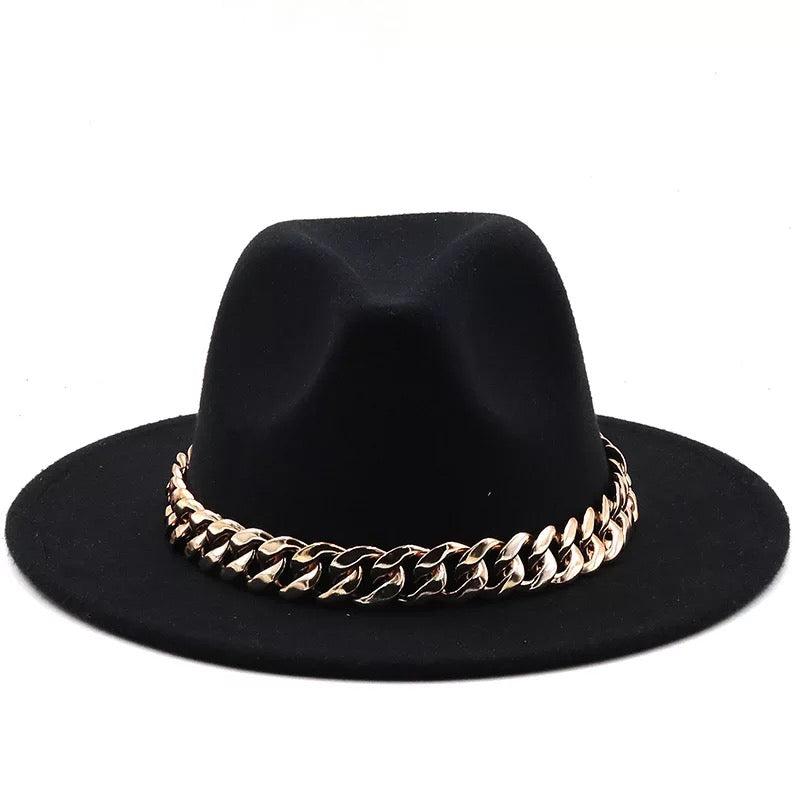 Fedora With Large Chain Black (Preorder)
