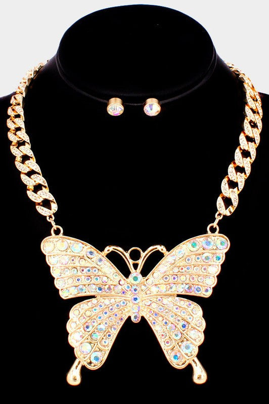 Big Butterfly Pendant Necklace Irr
