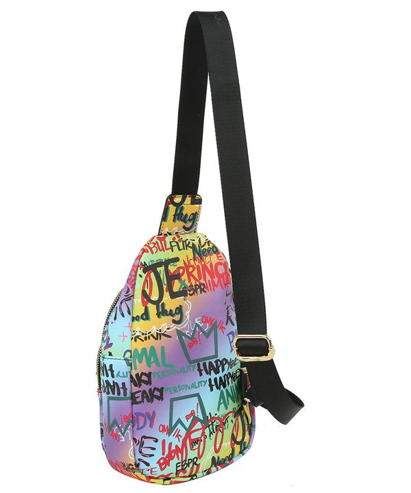 Graffiti Sling Crossbody Backpack 3
