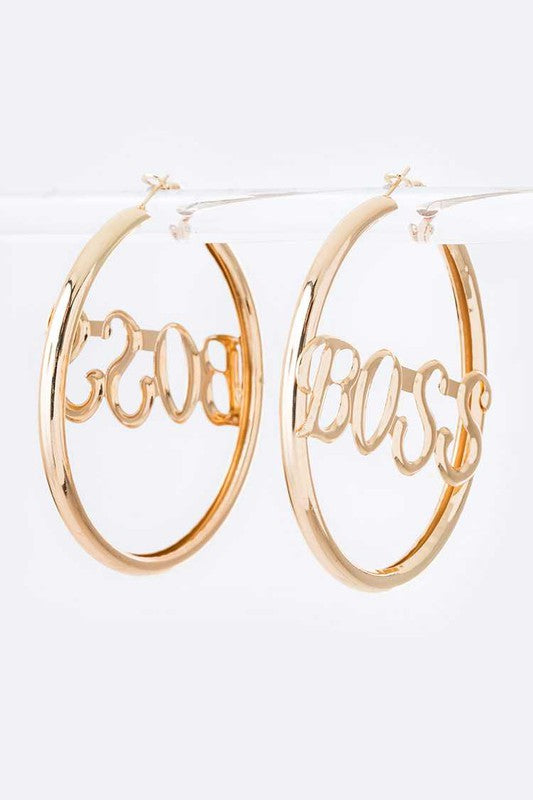 Boss Hoop Earrings Gold