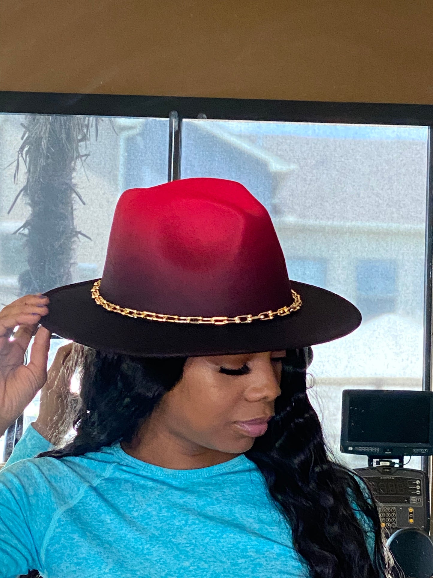 Ombre Chain Fedora Red