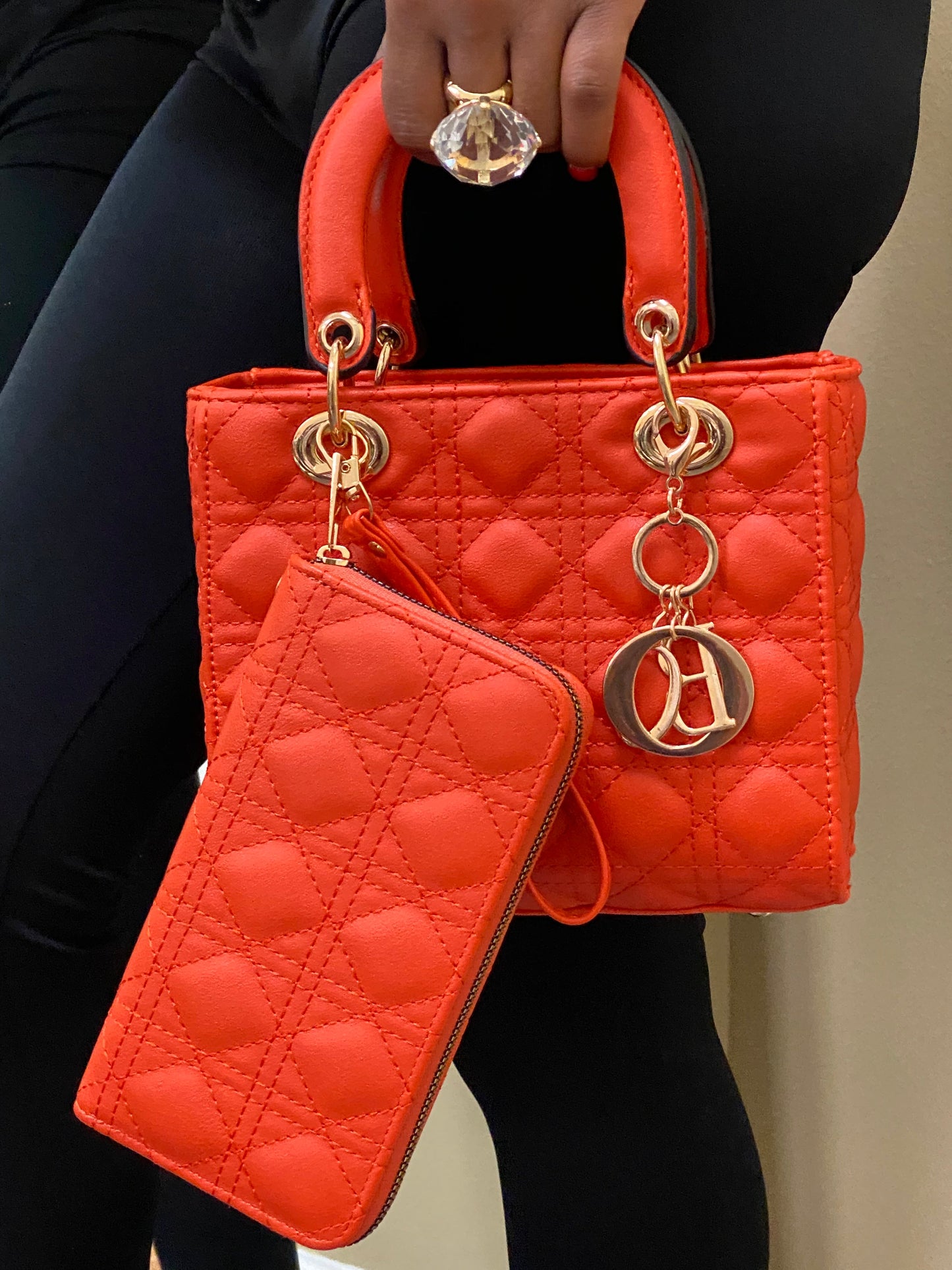 2 Pcs Chic Trending Handbag Orange