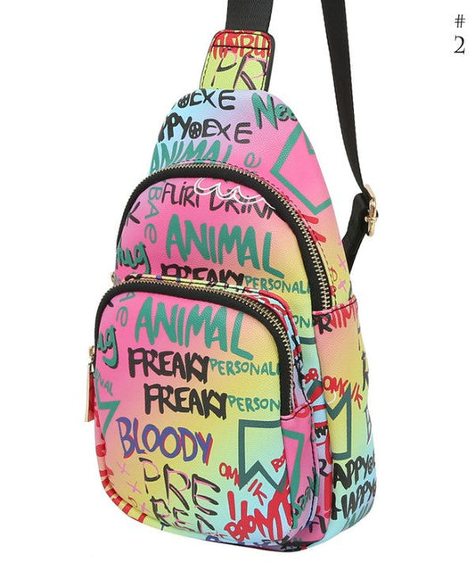 Graffiti Sling Crossbody Backpack 2