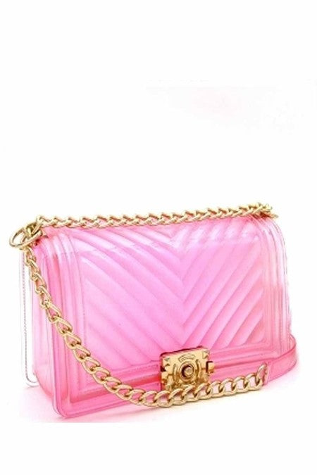 CLEAR CHEVRON JELLY PURSE PINK
