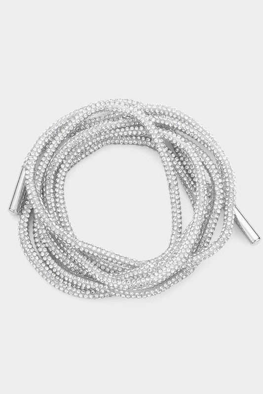 Bling Hoodie Drawstring Rope Silver