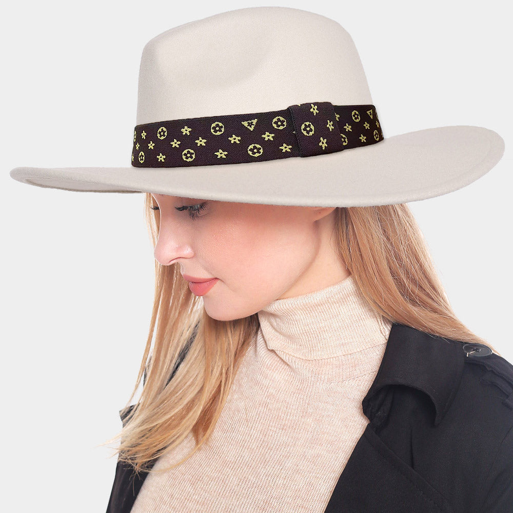 Luxe Band Wide Brim Fedora Ivory