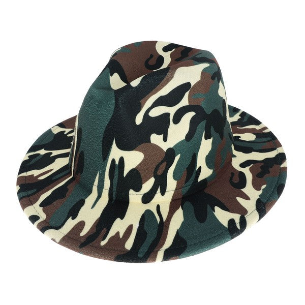 Camouflage Fedora Hat Olive Cream